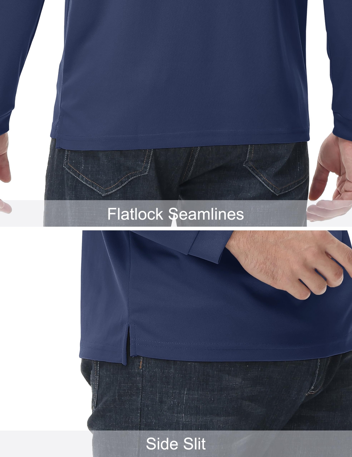 Men’s Polo Shirt Long Sleeve Outdoor Golf T Shirt 3-Button Quick Dry Lightweight
