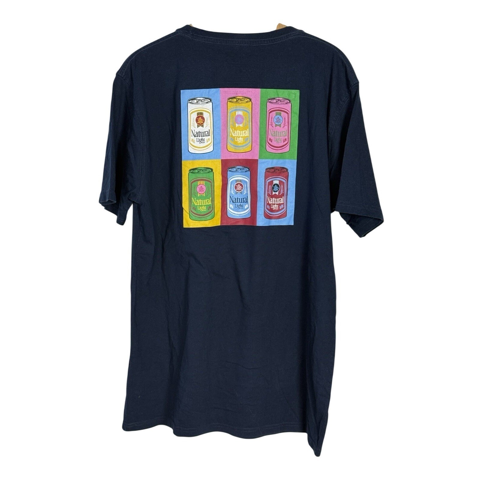 Rowdy Gentleman Natural Light Beer Pop Art Pocket T-Shirt XL Navy Blue