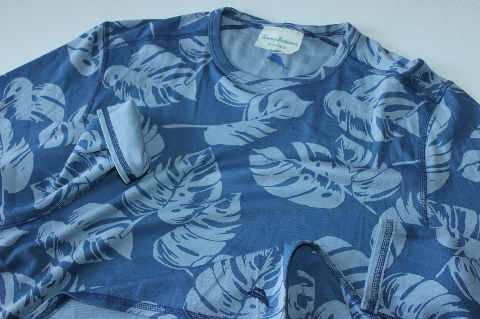 Tommy Bahama T Tee Shirt Leaf The Sun Reversible Dockside Blue LS XX-Large XXL