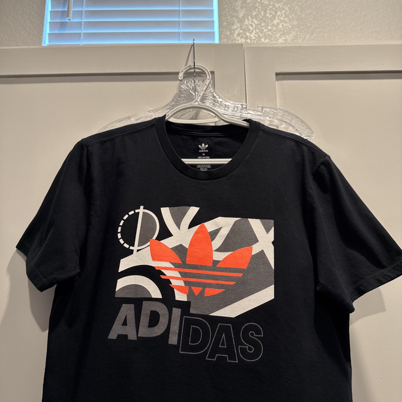 Mens ADIDAS Originals Black Logo Graphic Print Tee T Shirt Sz M