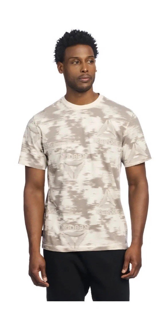Reebok Men’s Brown & White Short Sleeve Camouflage T-Shirt Size XL NEW