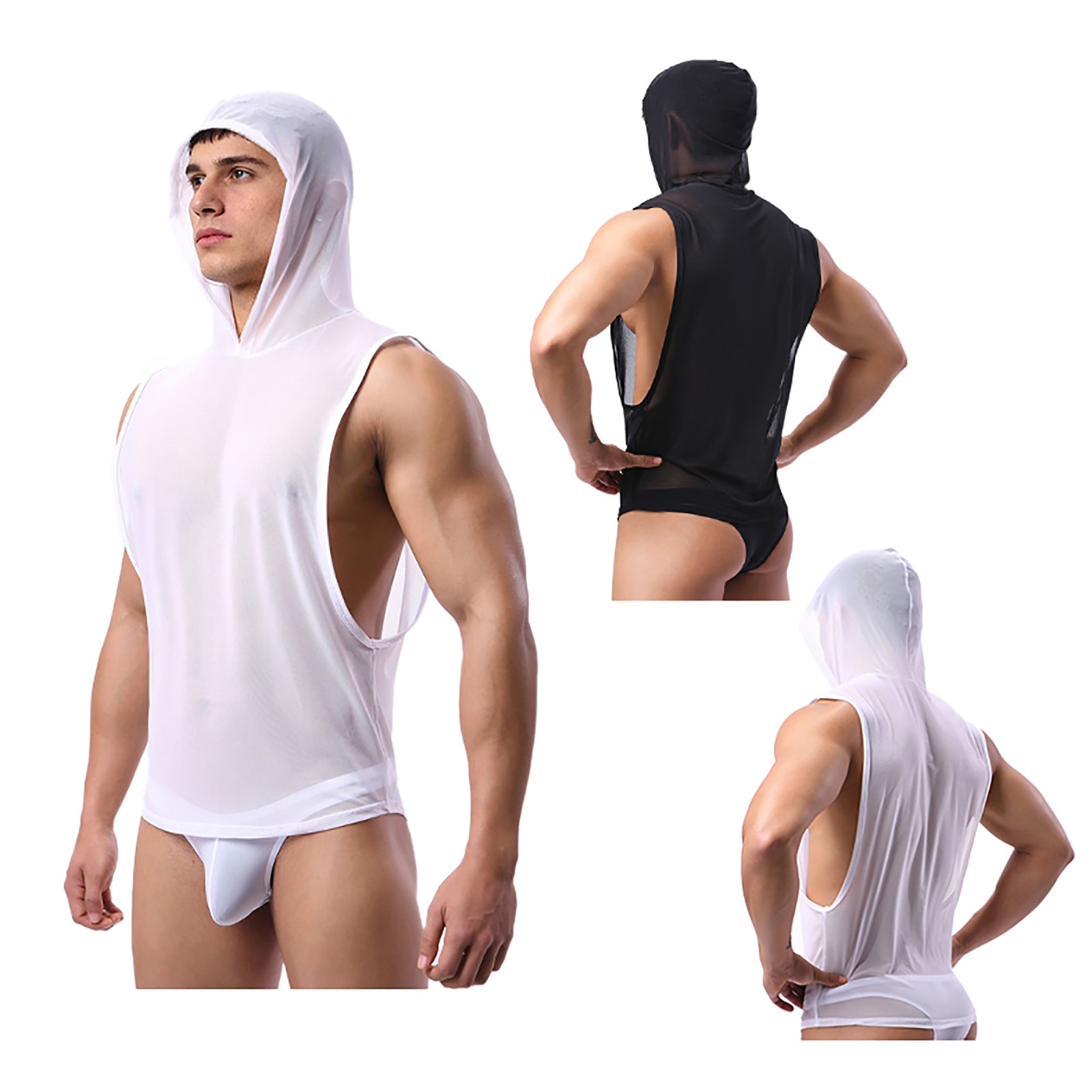 Men’s Tank Top Basic T-Shirt Breathable Shirts Nightclub Undershirts Sheer Vest