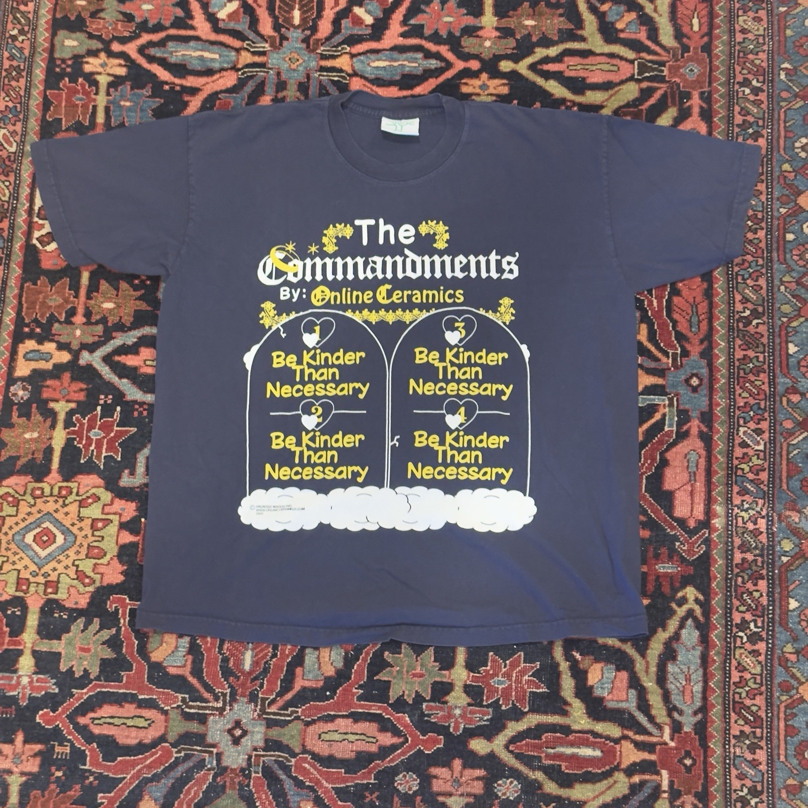 Online Ceramics Rules To Live By Tee Navy XL Commandments Hand-Printed Pre-Owned