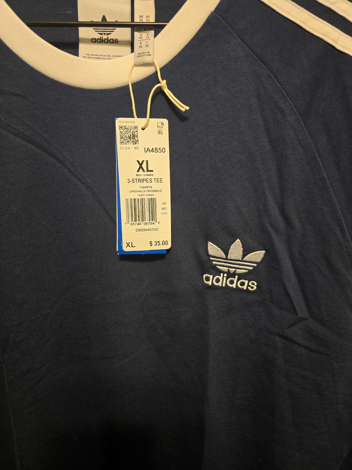 ADIDAS ORIGINALS 3-STRIPES CALIFORNIA TREFOIL T-SHIRT NAVY MEN’S NWT!(IA4850)