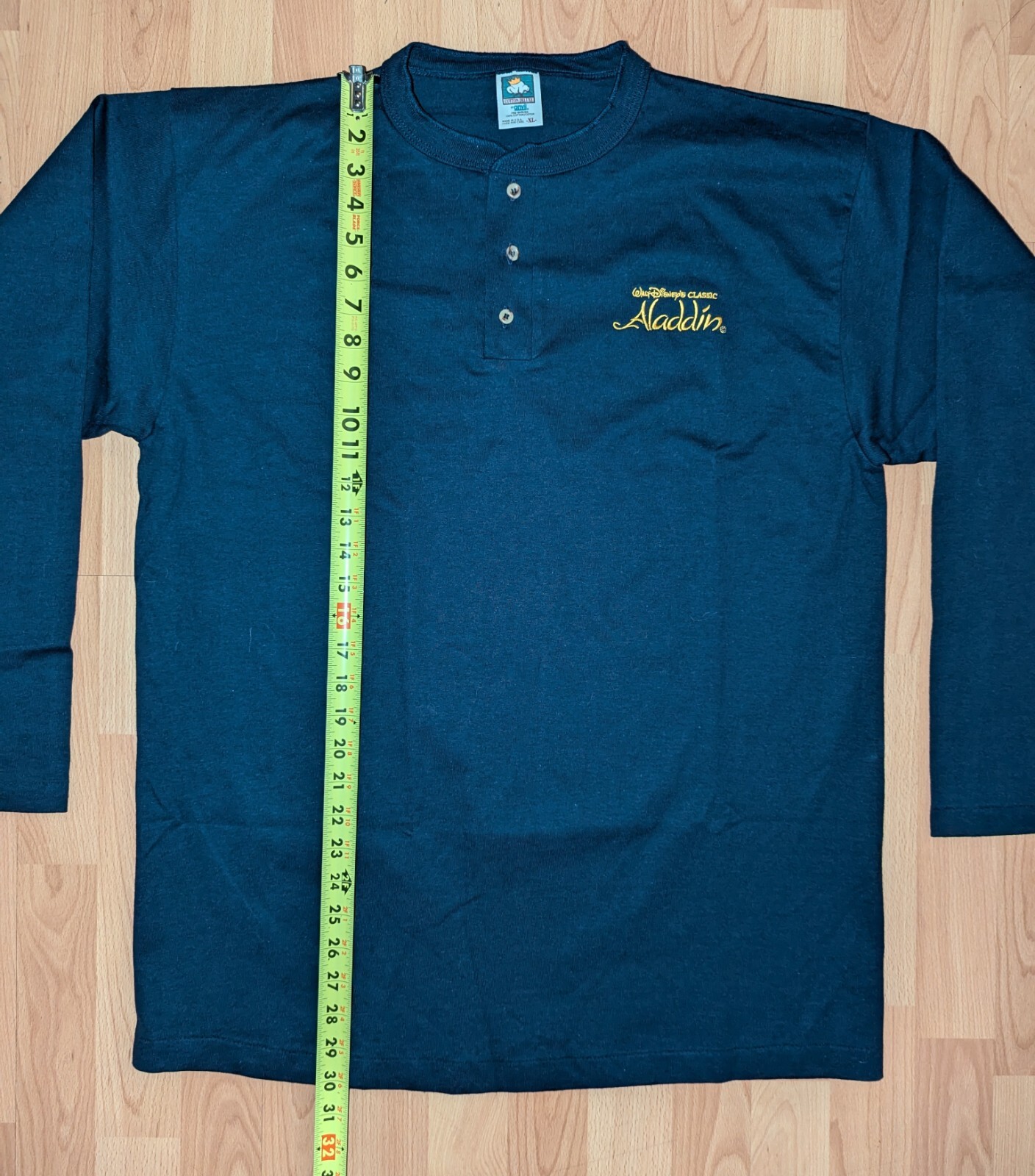 Vintage 90s Aladdin Promo Embroidered Logo Single Stitch Henley Disney T-Shirt
