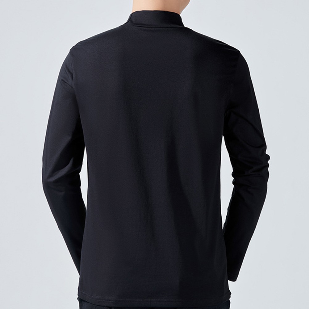 Men’s Turtleneck Long Sleeve Pullover Top Polyester Fabric Regular Length