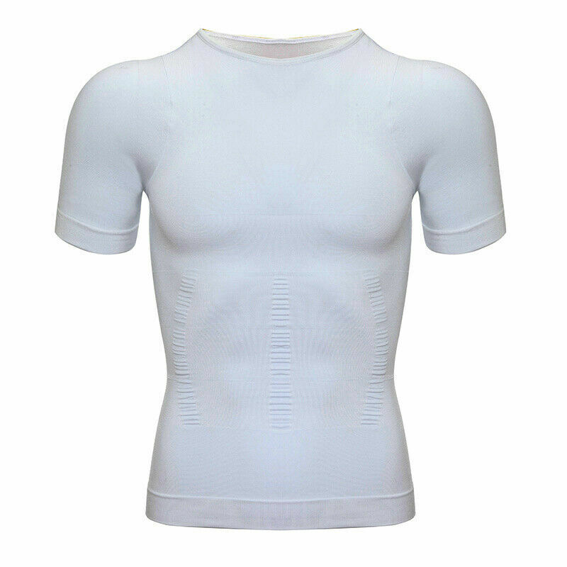 Men Toning T-Shirt Slimming Body Shaper Tee Belly Control Compression Undershirt
