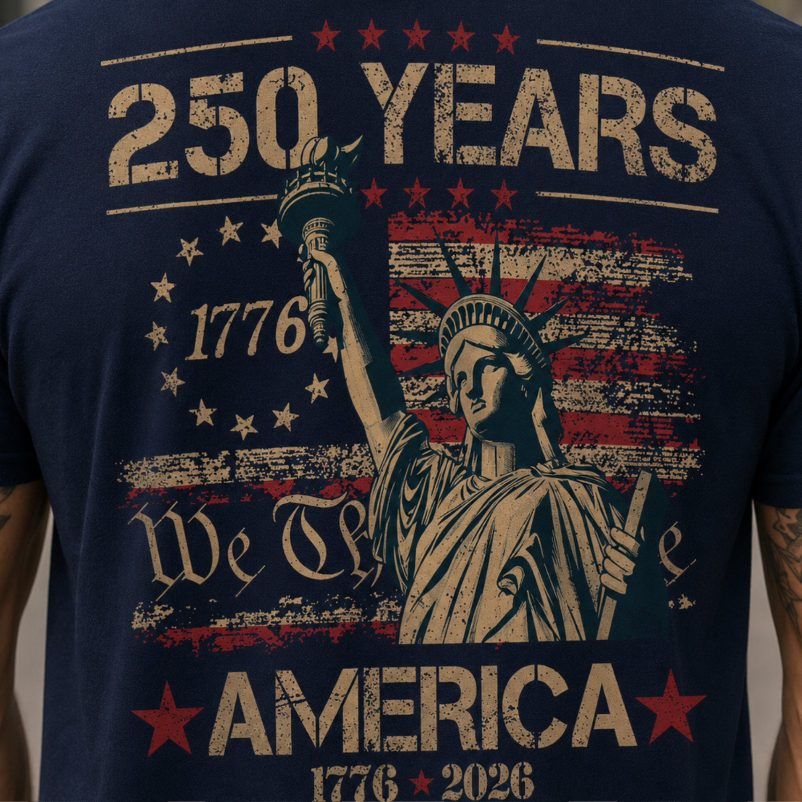 Patriotic USA 250th Anniversary Shirt Men 1776 2026 Eagle Flag July 4th (S-5XL)
