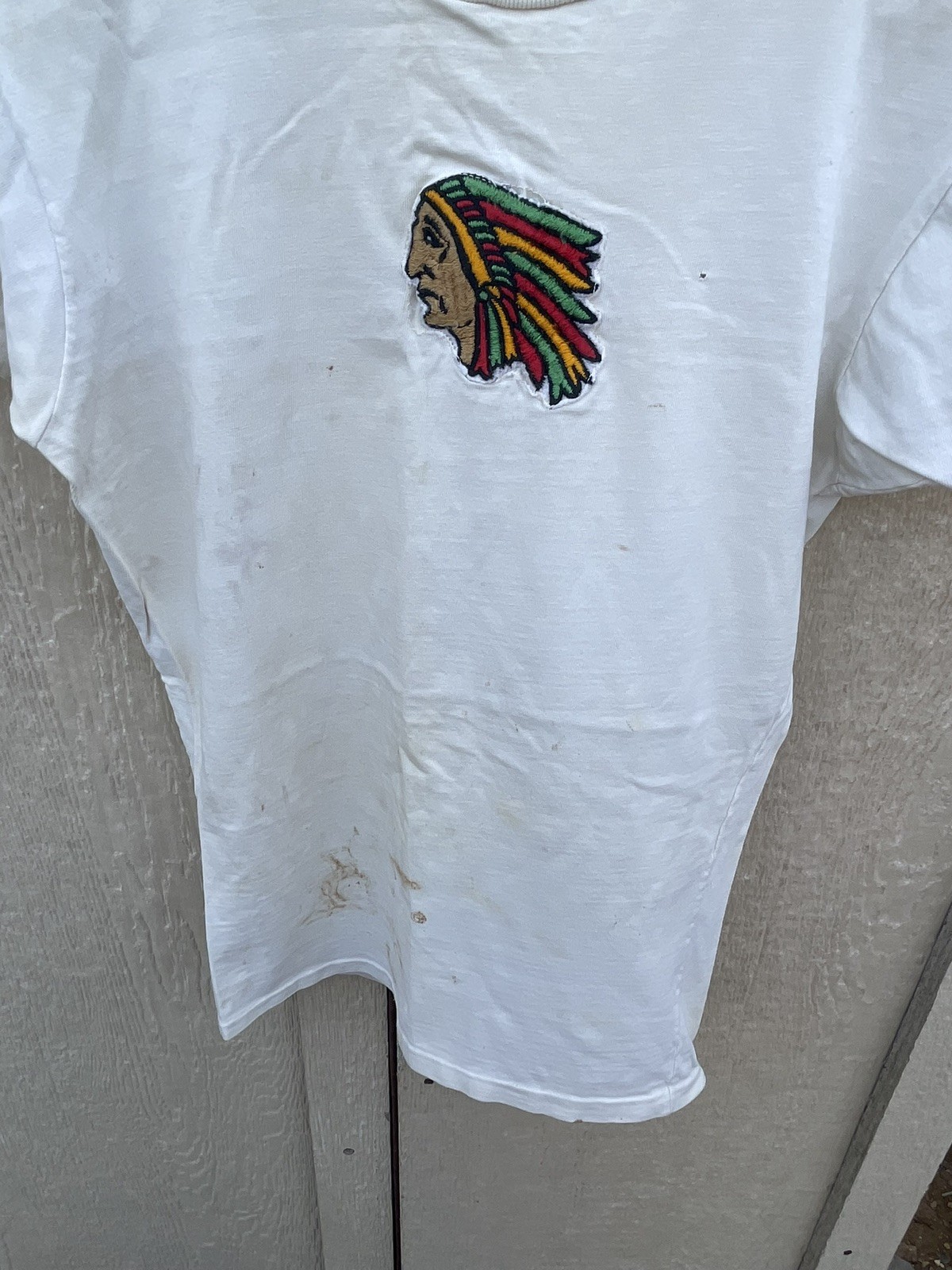 Vintage 60s Native American Chief Head T Shirt School BC USA Made Sz S 50s