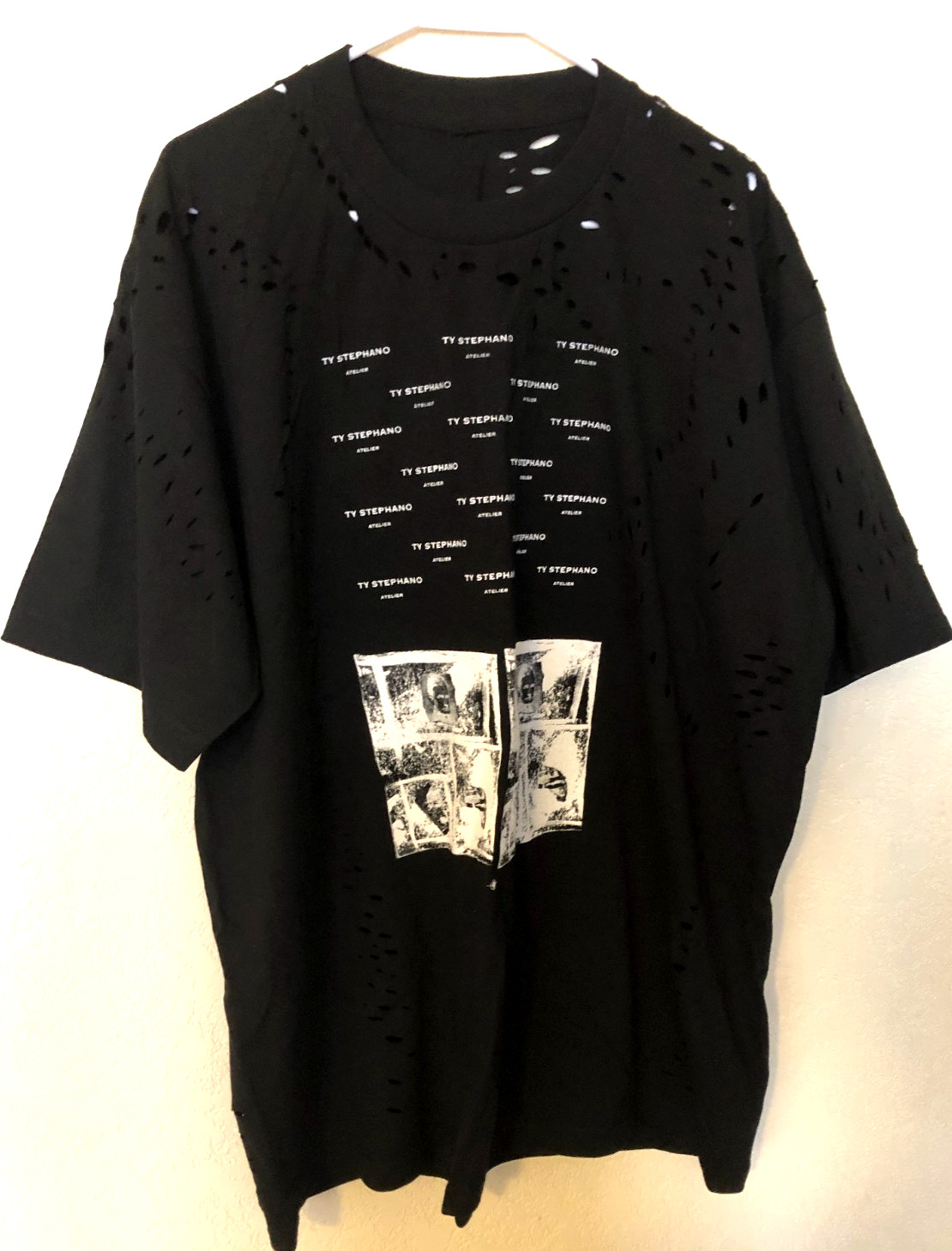 Men’s T Shirt T-Shirt XL 1X TY STEPHANO Black Distressed Graphic Hip Hop Grunge