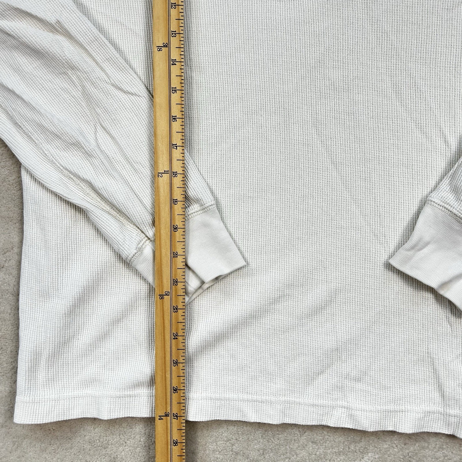 Buck Mason Vintage Thermal Henley Shirt Off White Beige Waffle Men Large Cotton