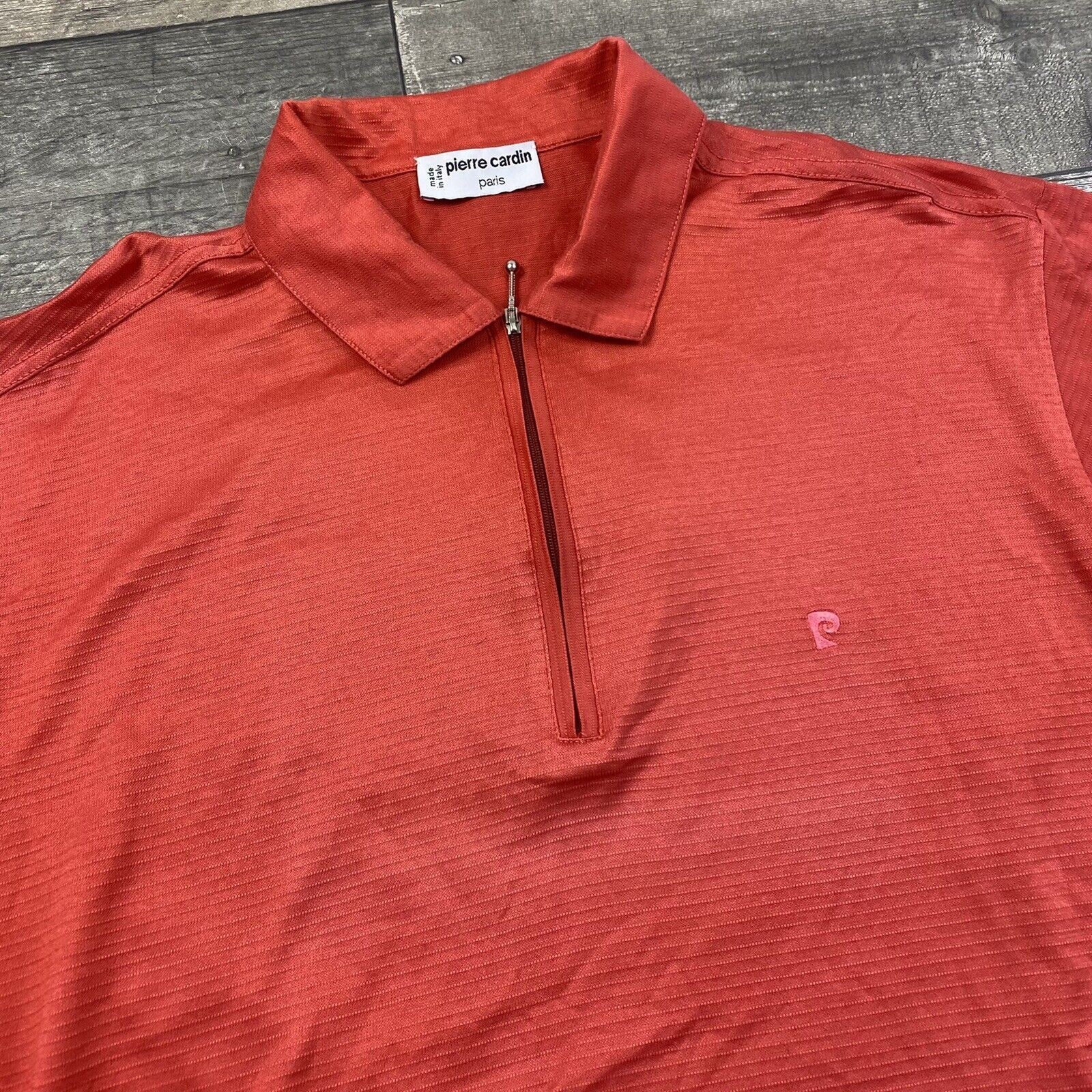 Pierre Cardin Red T-Shirt Collared Made In Italy Lightweight Mens Large