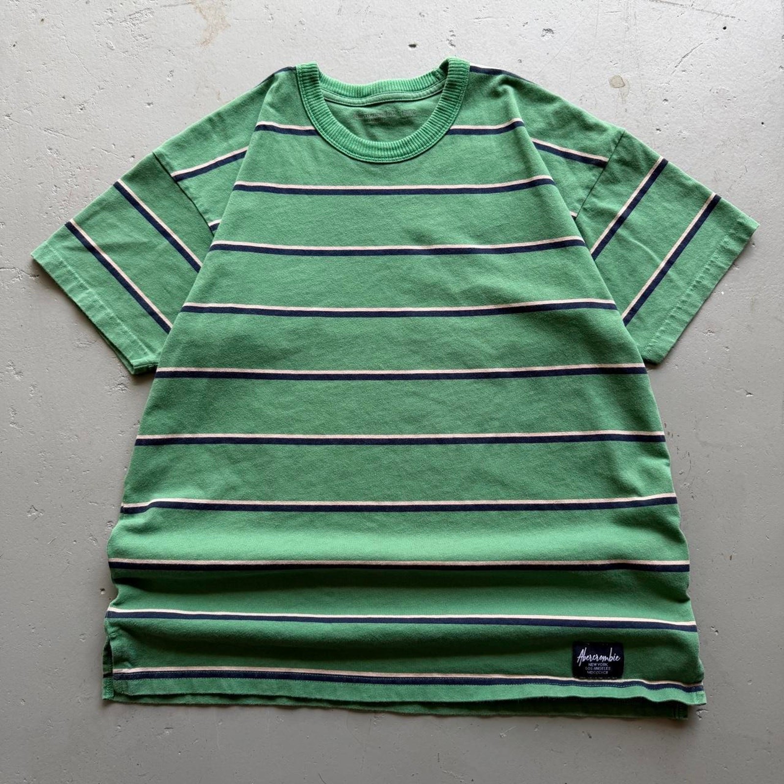 Abercrombie Green Striped Relaxed Fit Heavyweight T-Shirt Size Mens XS