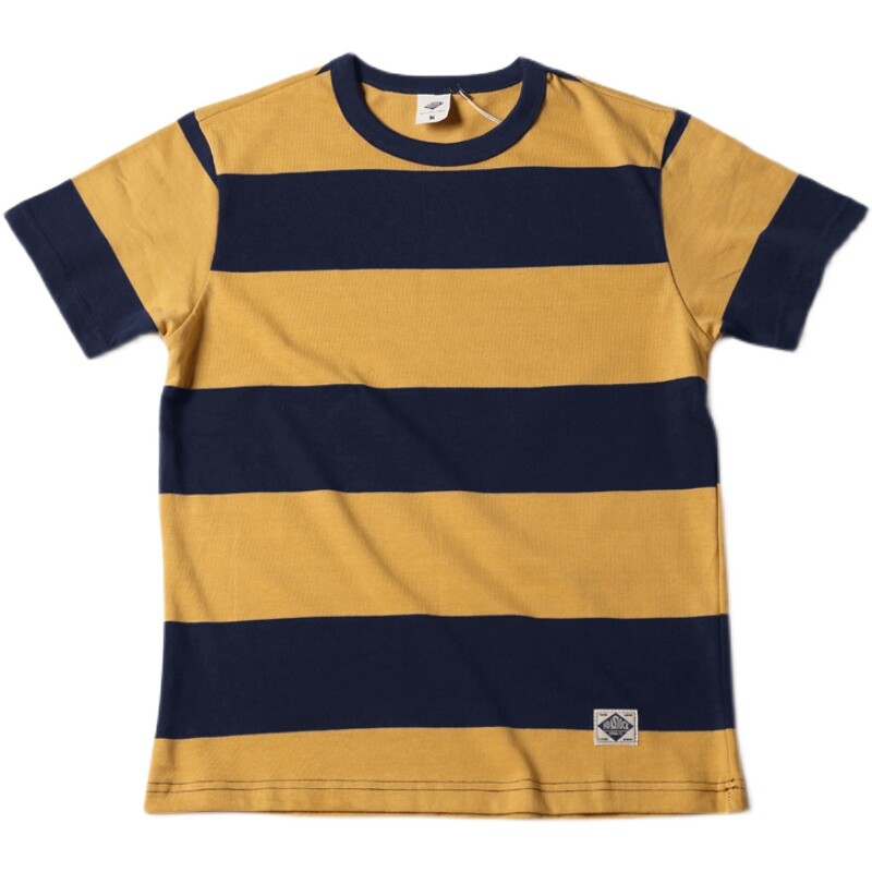 NON STOCK Retro Men’s Striped Short Sleeve T-Shirts Basic Cotton Casual Shirt