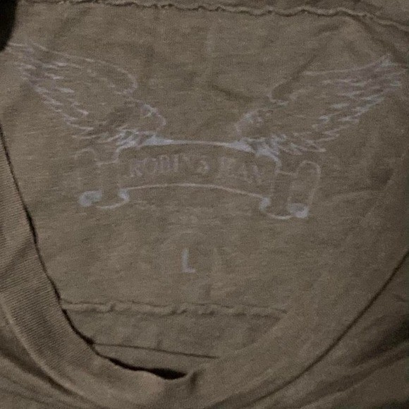Robins Jean olive graphic tee gold foil detail mens M/20