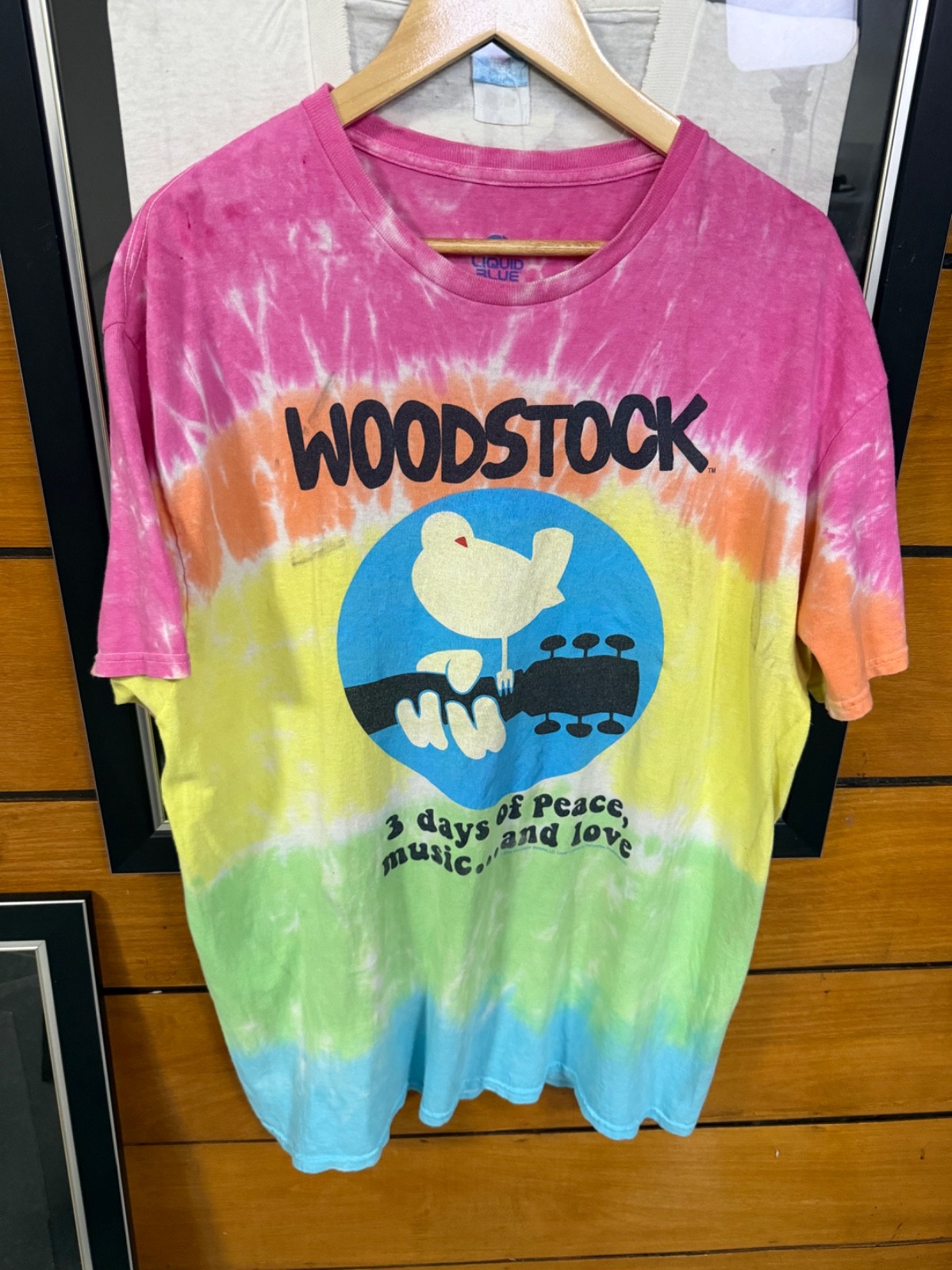 Woodstock Liquid Blue Tie Dye T Shirt XL 2016 Peace Music Love Rainbow Graphic T