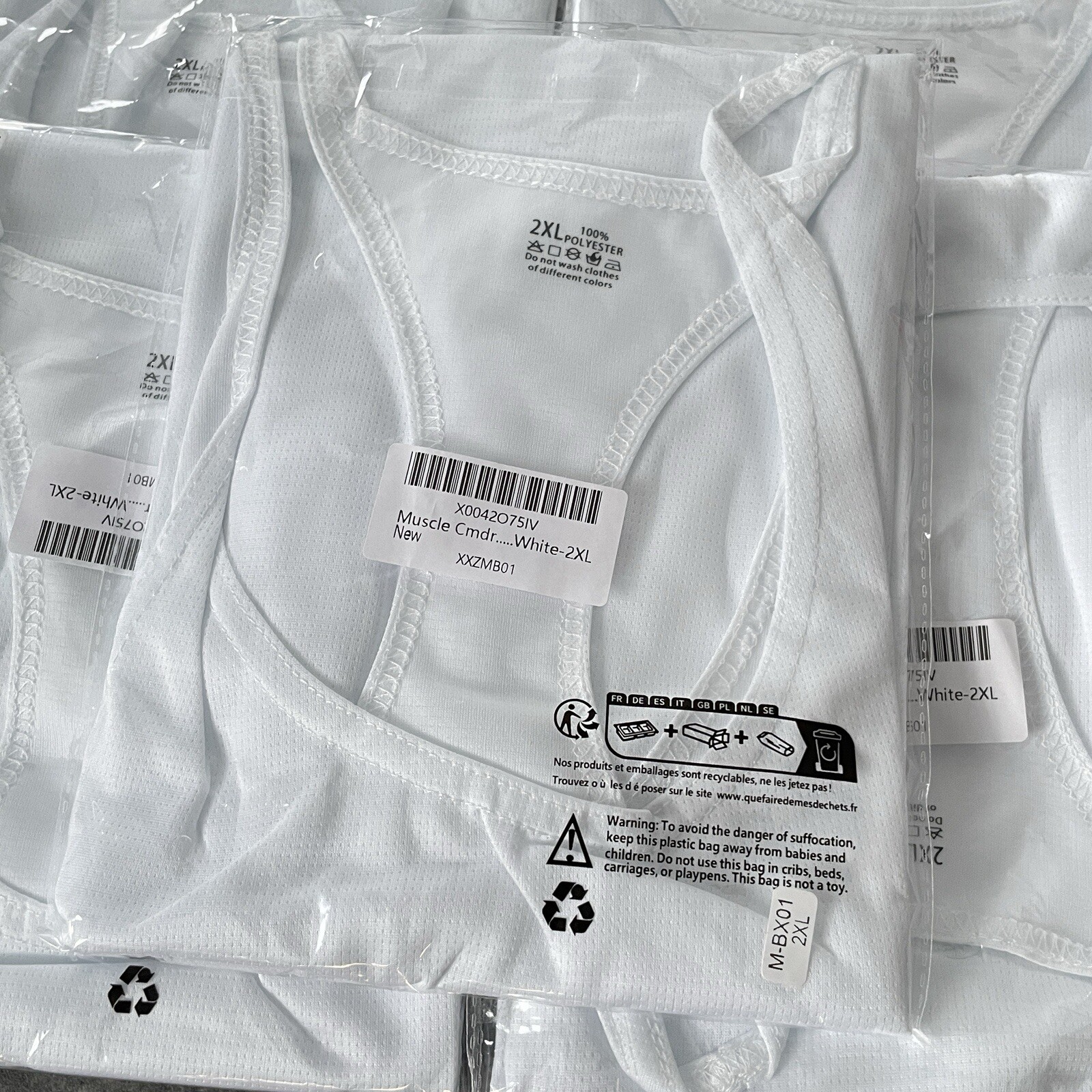 Muscle Cmdr Men’s Bodybuilding Stringer Tank Tops | White | SIZE 2XL | LOT OF 5