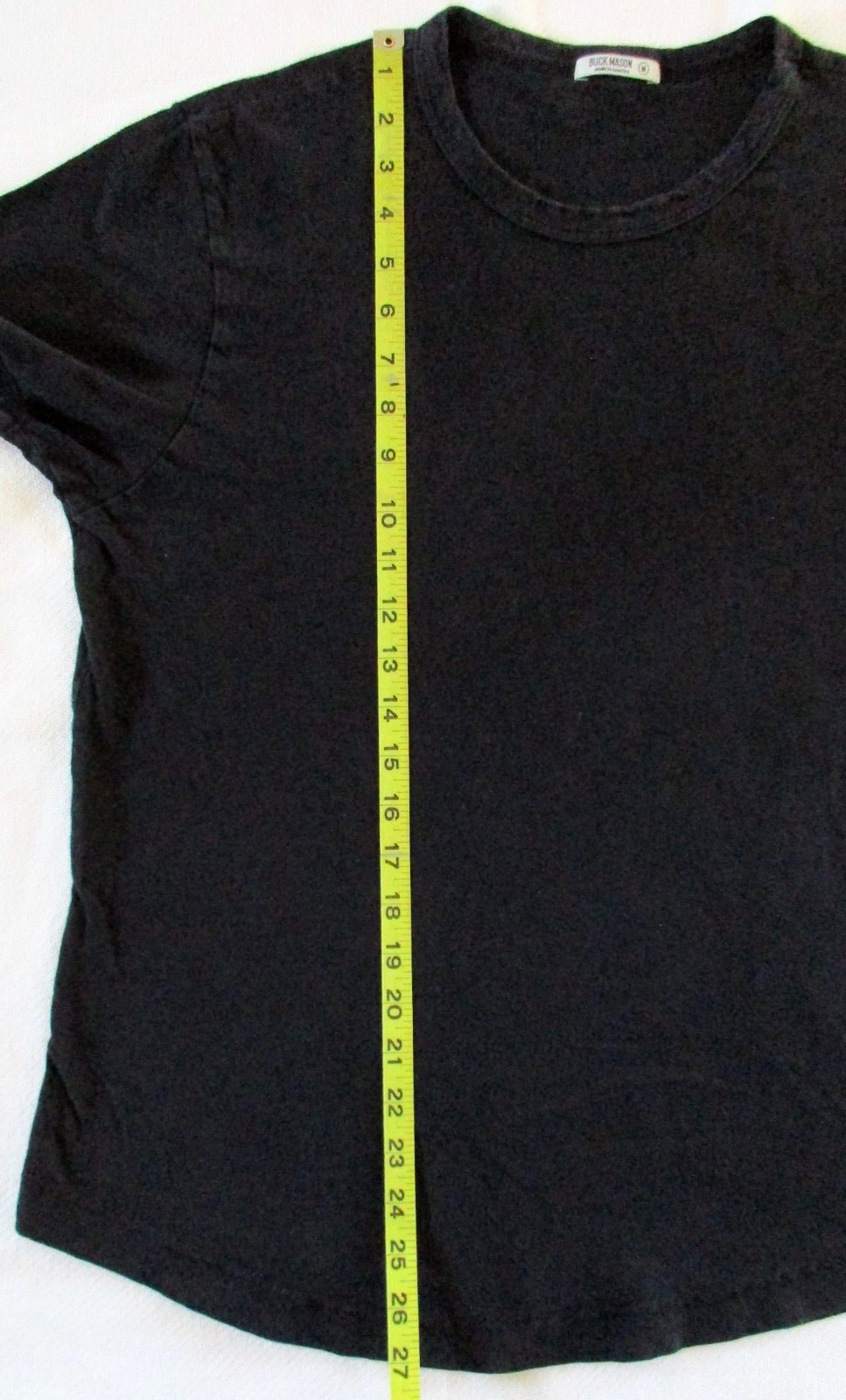 Buck Mason T Shirt Mens M Medium Scoop Neck Curved Hem Preppy Smart Casual Black