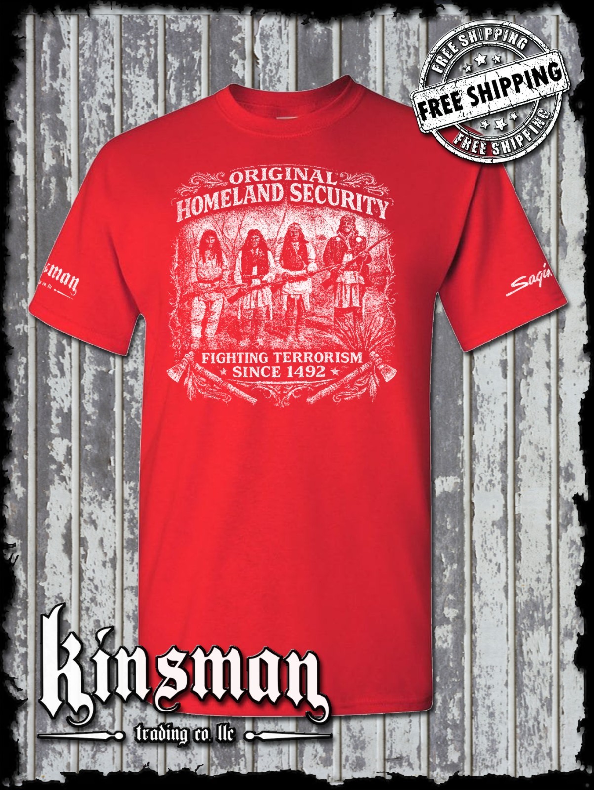 Fighting Terrorism Since 1492 Homeland Security T-Shirt Native American Indian
