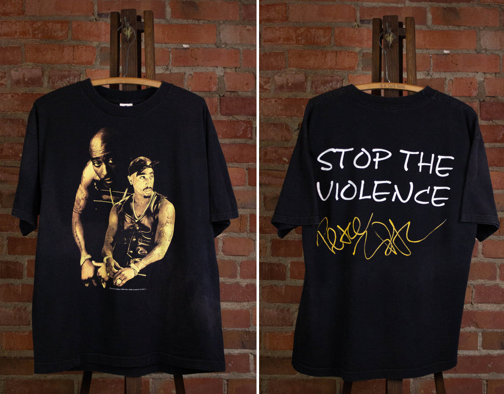 Vintage 2pac 1997 Stop The Violence Rap T Shirt Black
