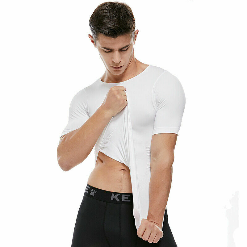 Men Slimming Body Shaper Posture Corrector Vest Abdomen Compression T-Shirt Tops