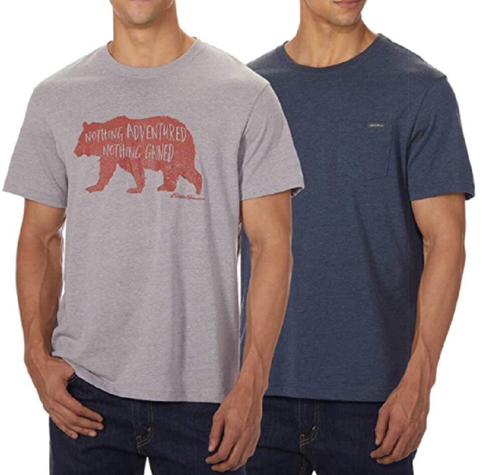 Eddie Bauer Men’s Graphic & Pocket T-Shirt 2 Pack Gray/Navy