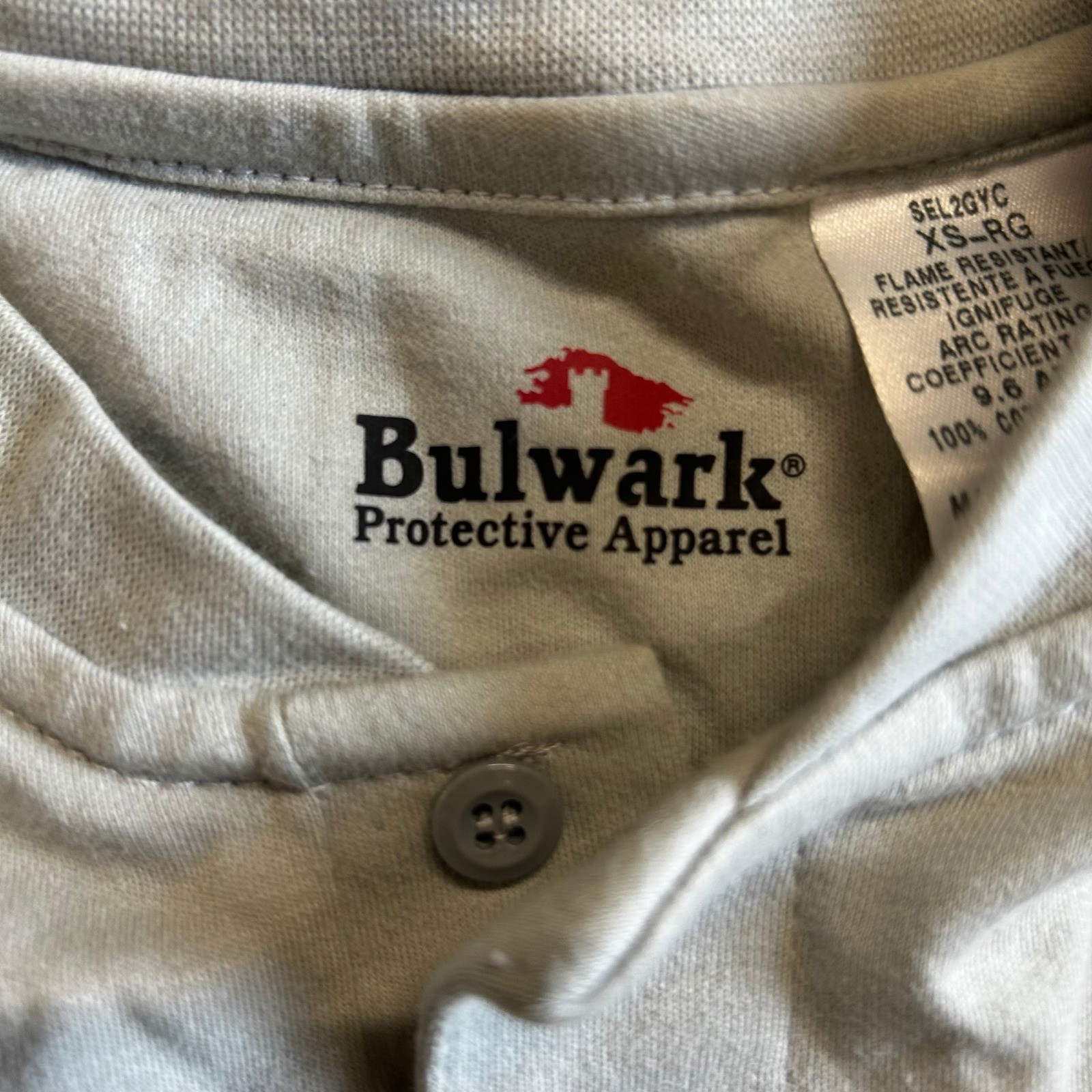 Bulwark Shirt Mens XS-RG Khaki Gray Flame Resistant Henley Long Sleeve Workwear