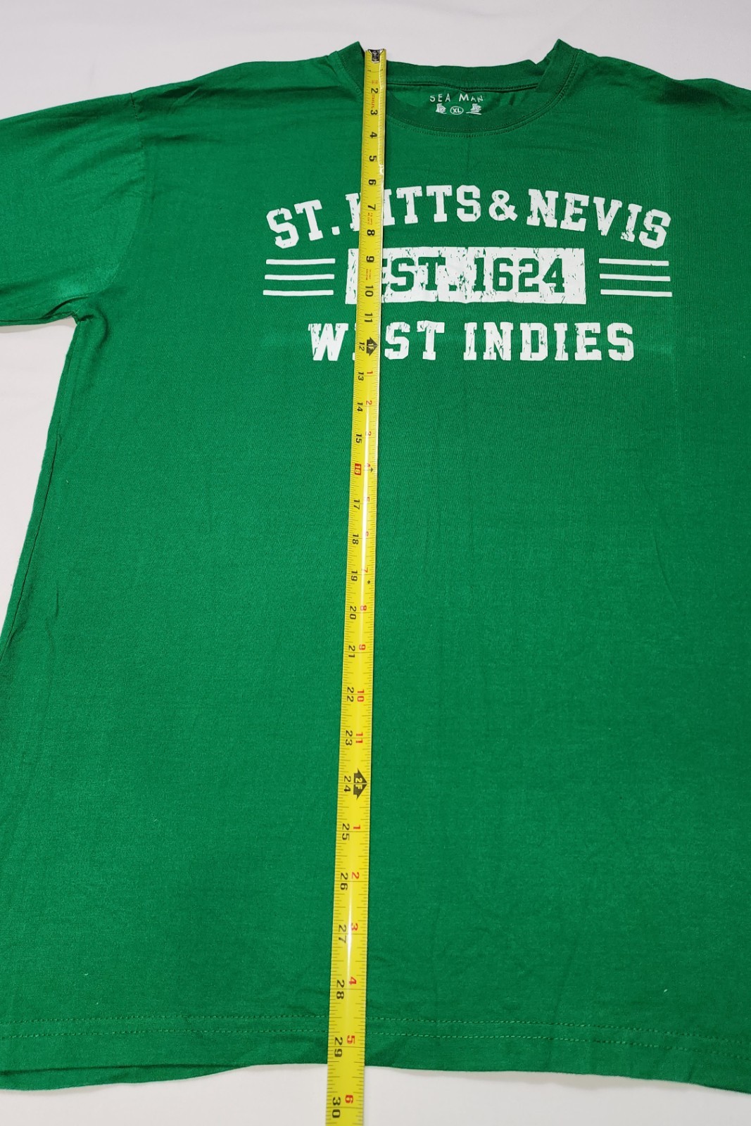 Sea Man ST. KITTS & NEVIS WEST INDIES Green T-shirt Size XL Combed Cotton