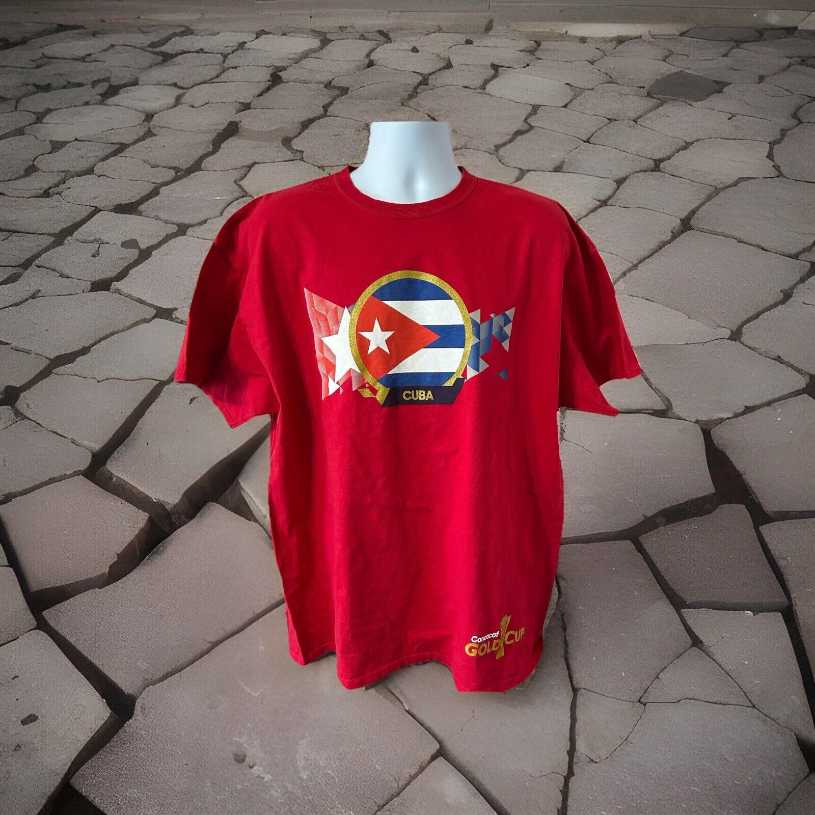 Cuba Soccer National Team Gold Cup Shirt Men 2XL Red Short Sleeve Cuban Flag