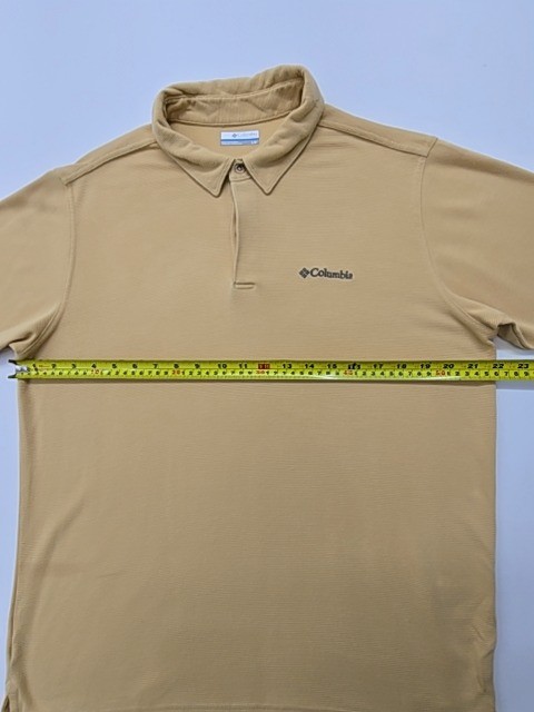 Columbia Outdoor Polo Shirt Men’s Tan L/G Regular Fit Logo Knit