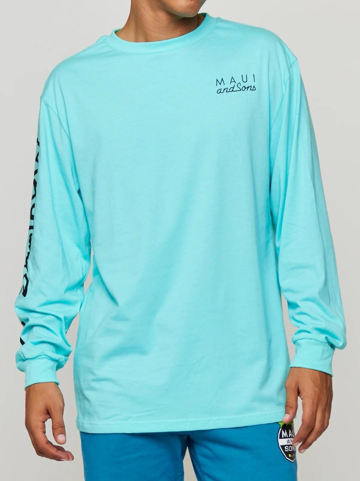 VTG 90’s Maui &Sons Cookie Logo Long Sleeve Celadon Mens Size S w/ Imperfections
