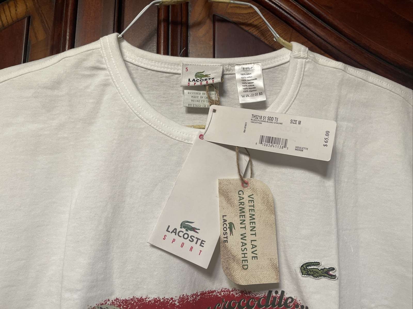 LACOSTE SPORT T-Shirt SIZE 5 / M Chemise Crew Neck Tee CROC