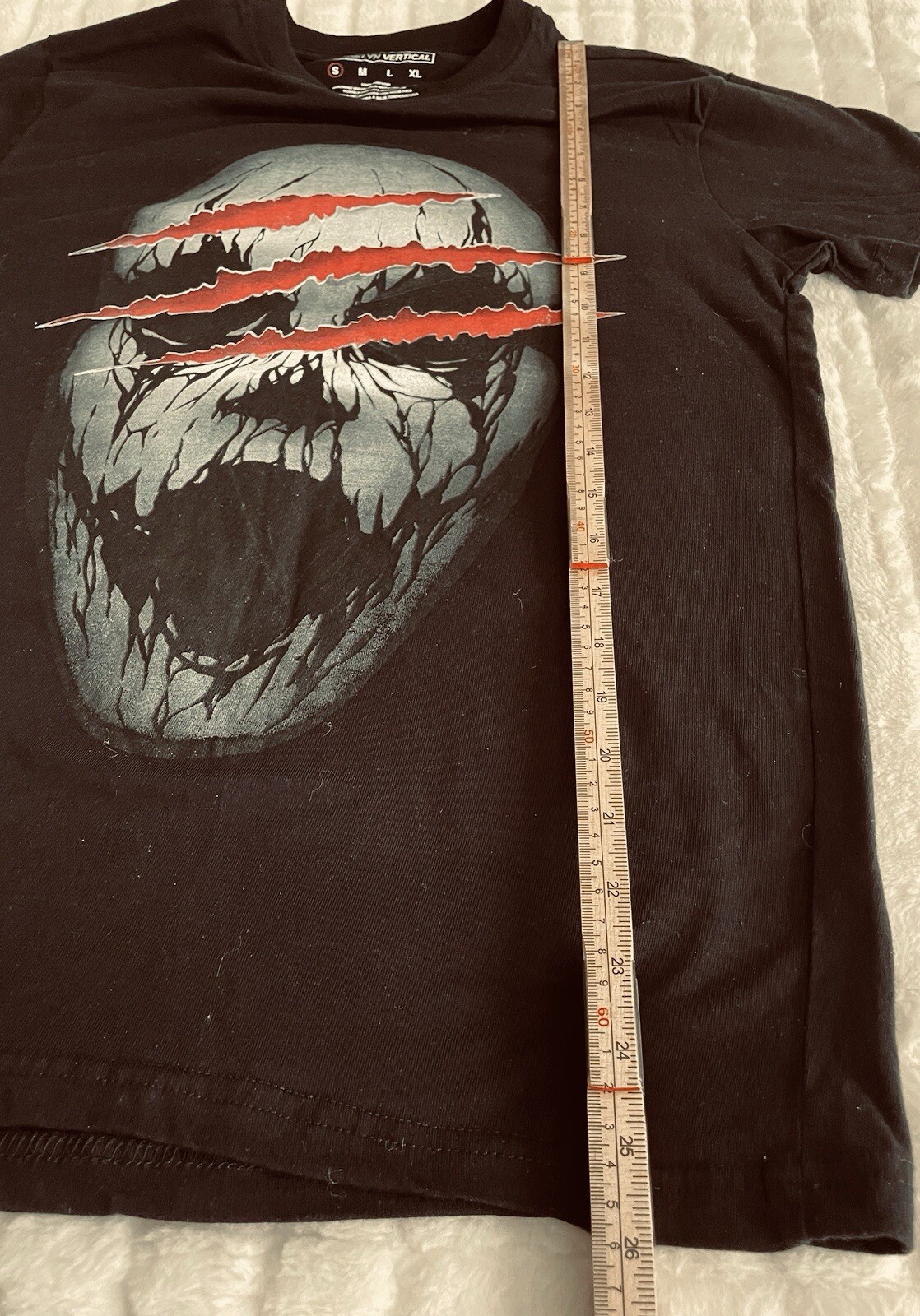 NWOT Brooklyn Vertical-Size Small Black Skull Horror Tee Shirt- Cotton- HH