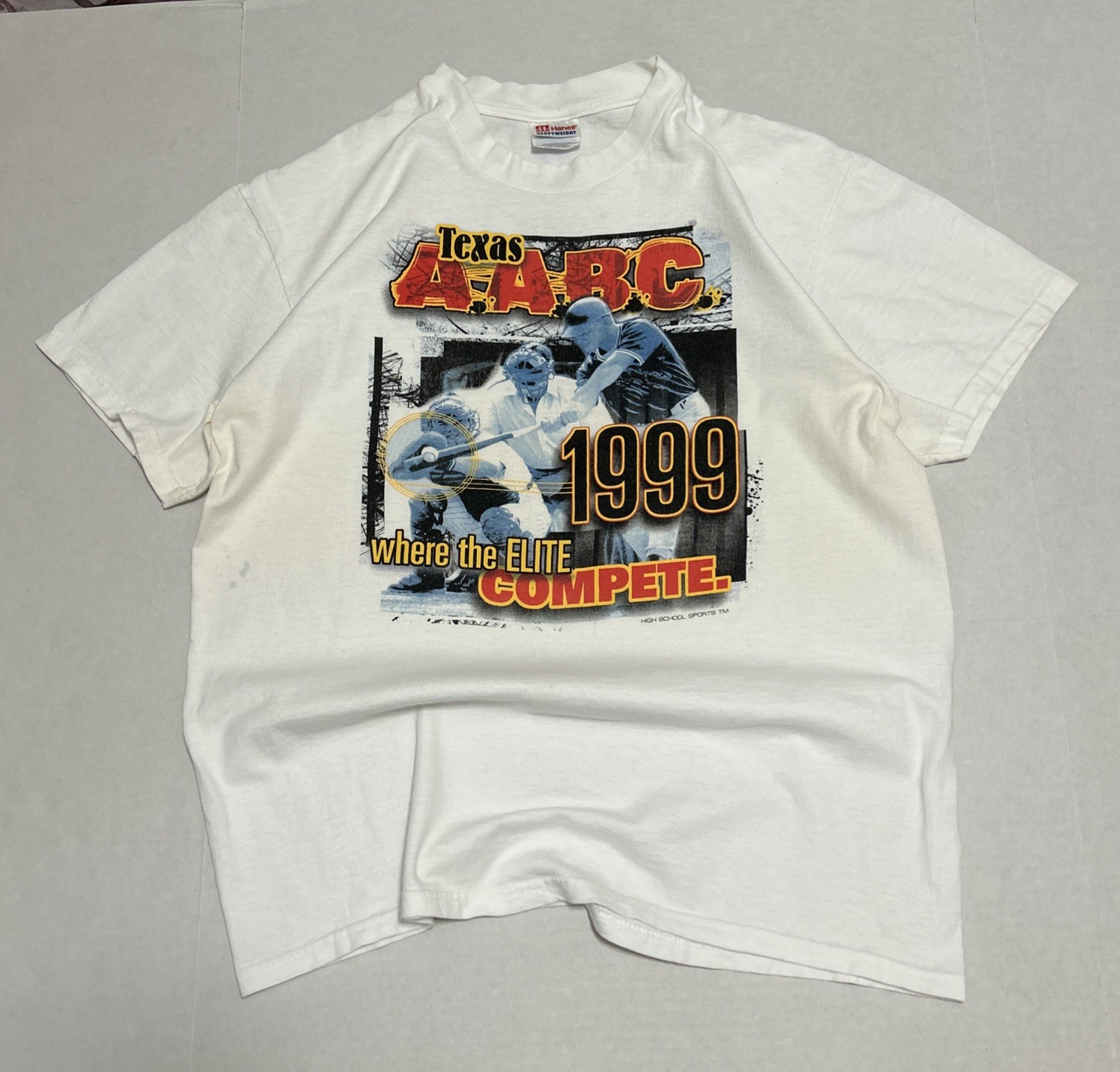 VTG Texas High School Sports T-shirt Baseball AABC Large White Hanes