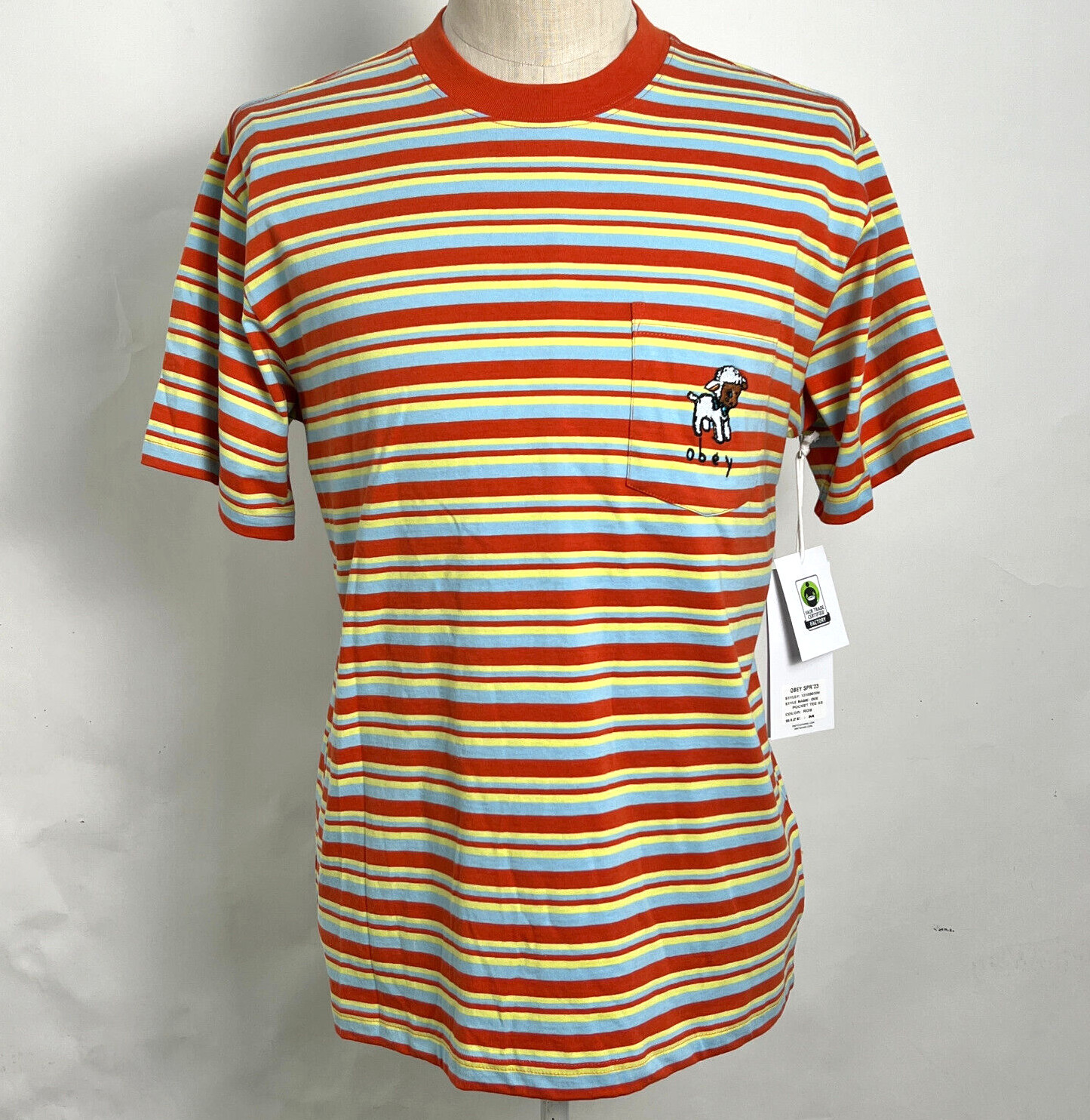 Obey Men’s Knit Pocket T-Shirt Doe Burnt Orange/Multi Size M NWT Shepard Fairey
