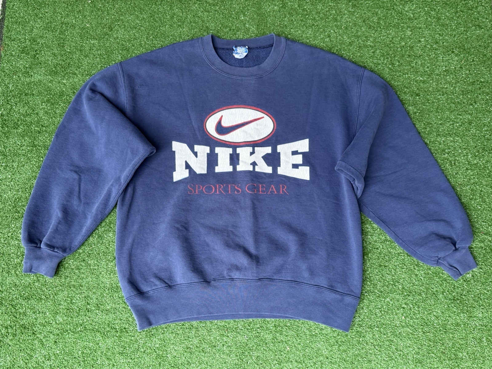 Vintage 90’s Nike Sports Gear Oval Swoosh Shirt Made In USA Blue Men’s sz Medium