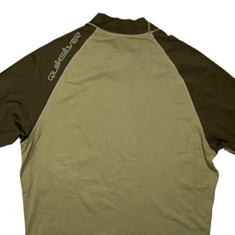 QUIKSILVER Brown Nylon/Spandex UV-TECH RASH GUARD Beach Surf Sun Gym Shirt Sz L
