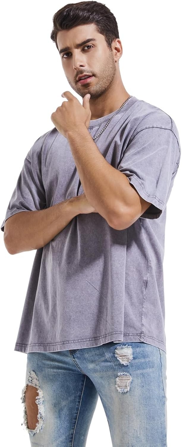 Men’s Oversized Heavy Cotton Summer T-Shirts Tee Loose Fit Short