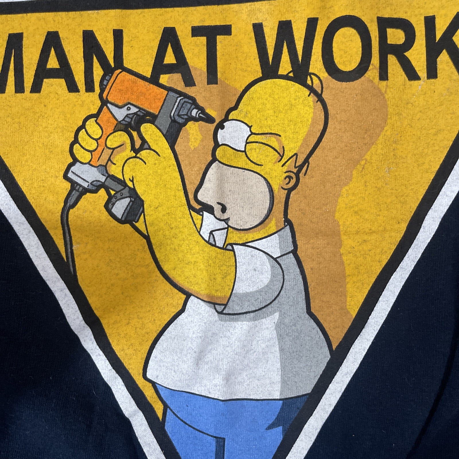 The Simpsons Homer Simpson Man At Work Graphic T-Shirt Navy Blue Men L