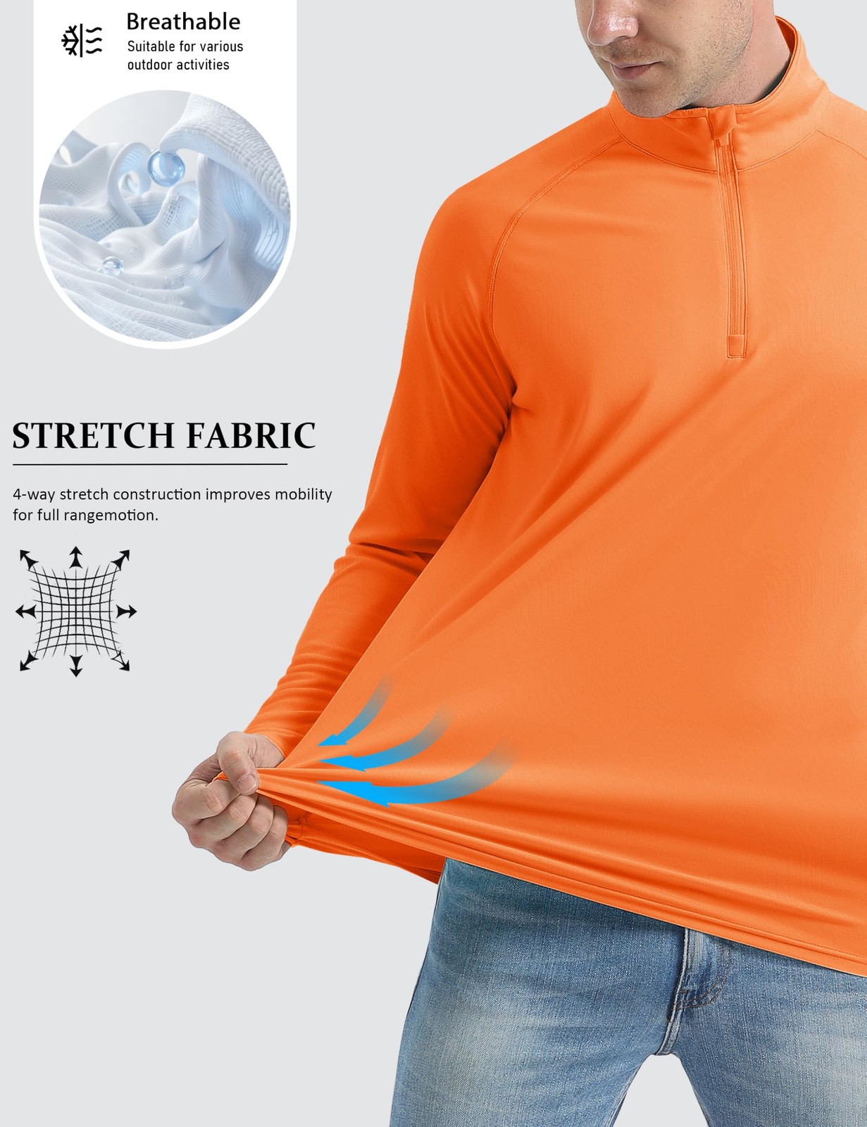 MAGCOMSEN Sun Shirts for Men Long Sleeve Quarter Zip Pullover Workout Gym Run…