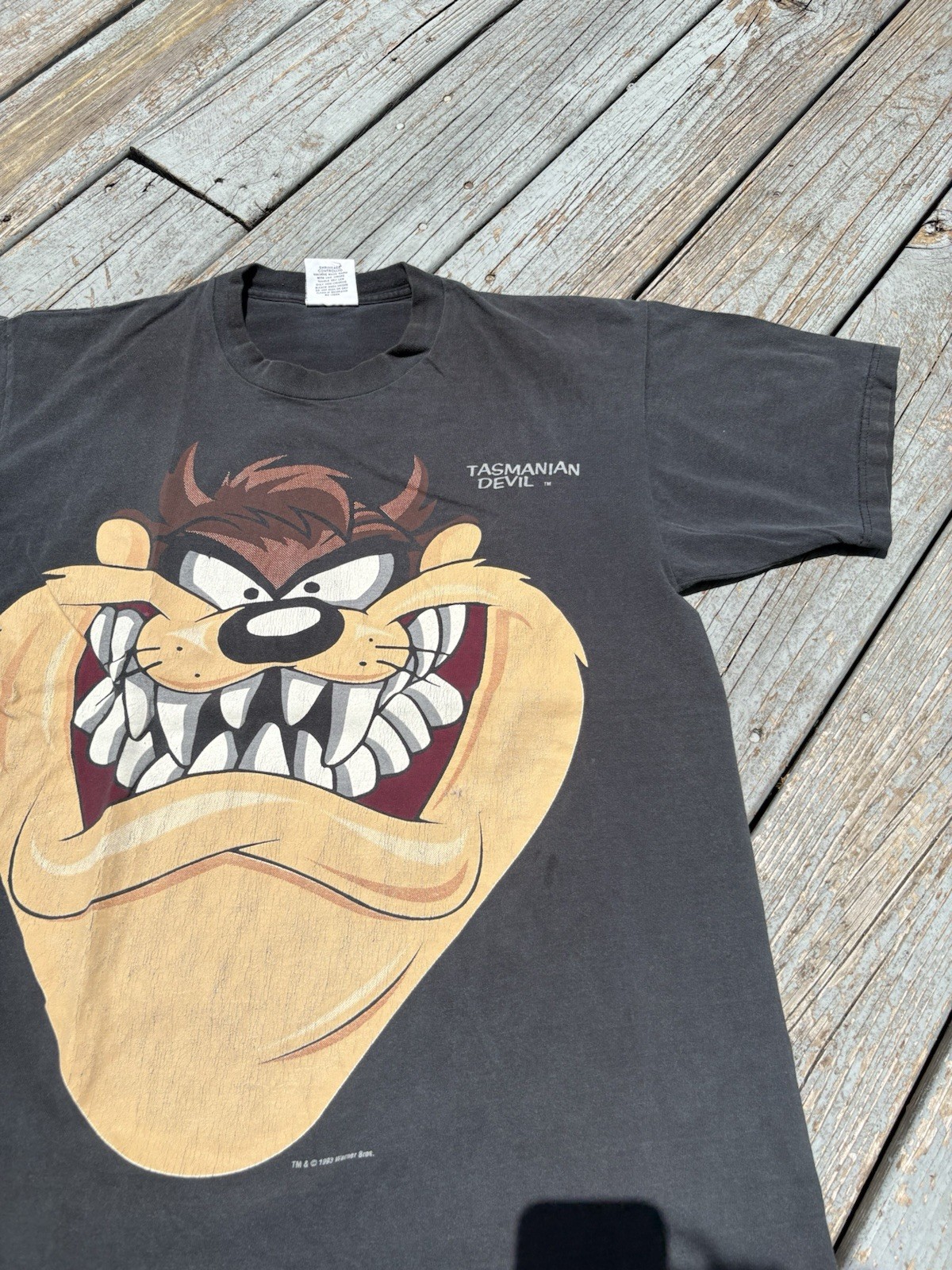 VINTAGE TAZ TASMANIAN DEVIL LOONEY TUNES BIG FACE TEE SHIRT BLACK LARGE 90s