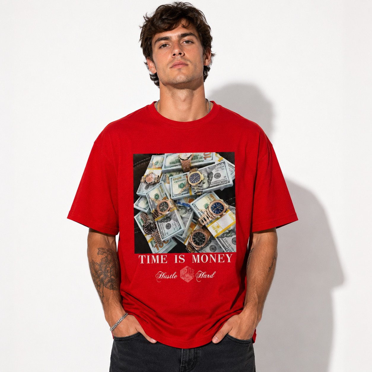 Time Is Money Graphic Men’s T-Shirt Hustle Motivational Streetwear Tee