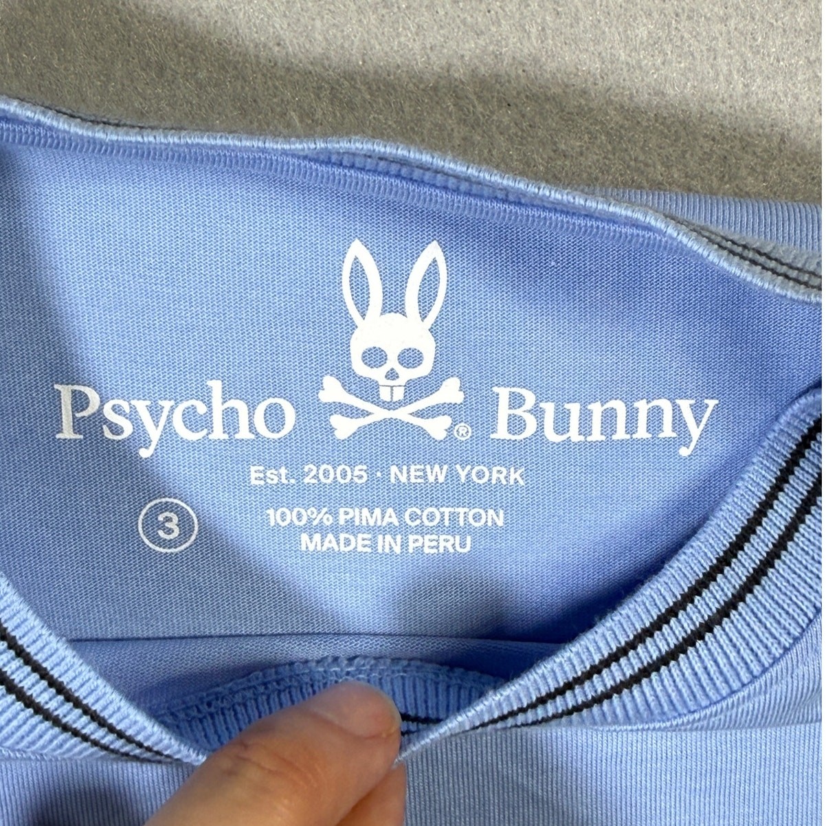 Psycho Bunny Pima Cotton Tipped Logo Tee, Black 3/XS $65