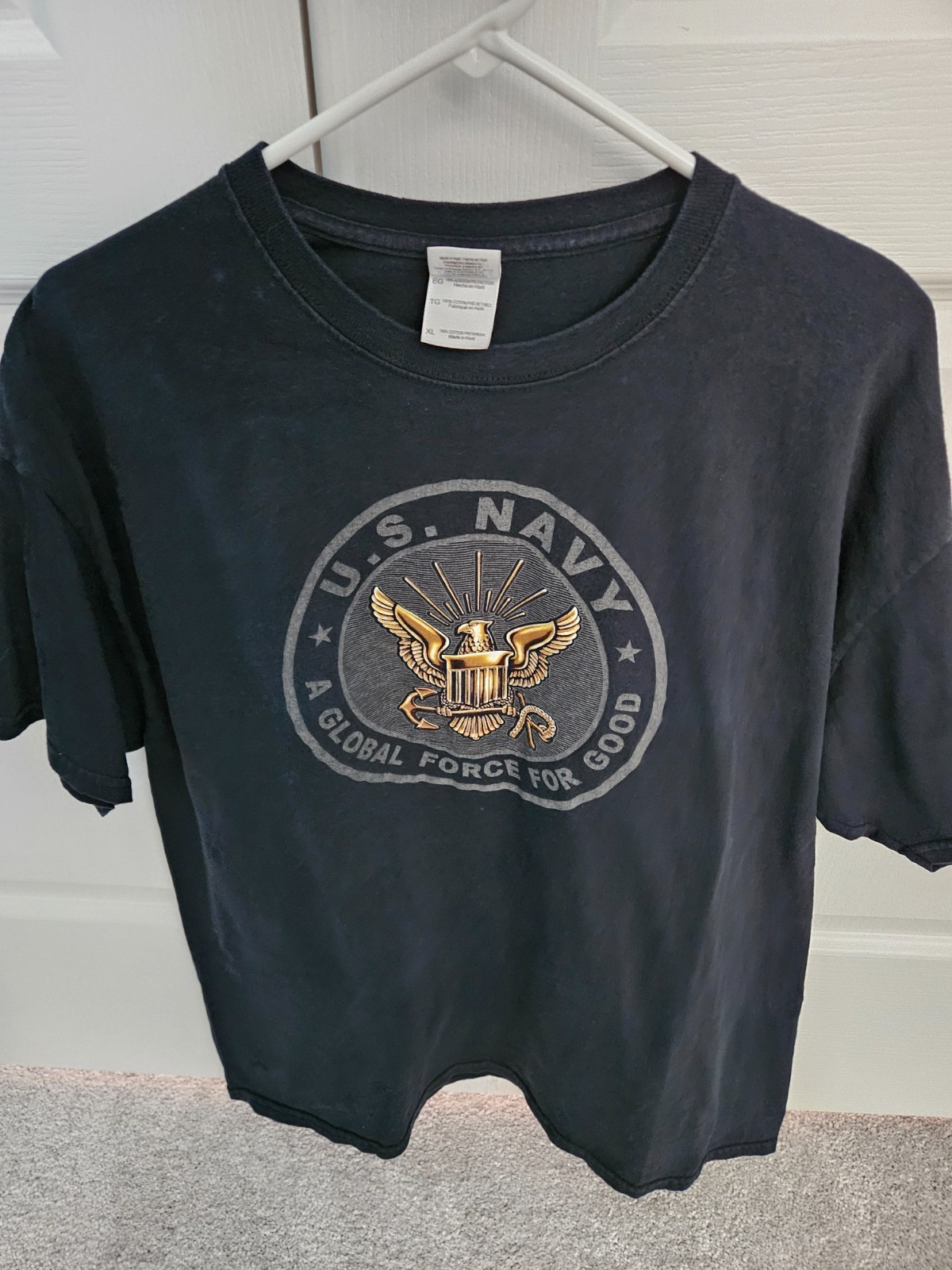 T-Shirt: U.S. Navy Black XL “Global Force for Good” Print 100% Cotton