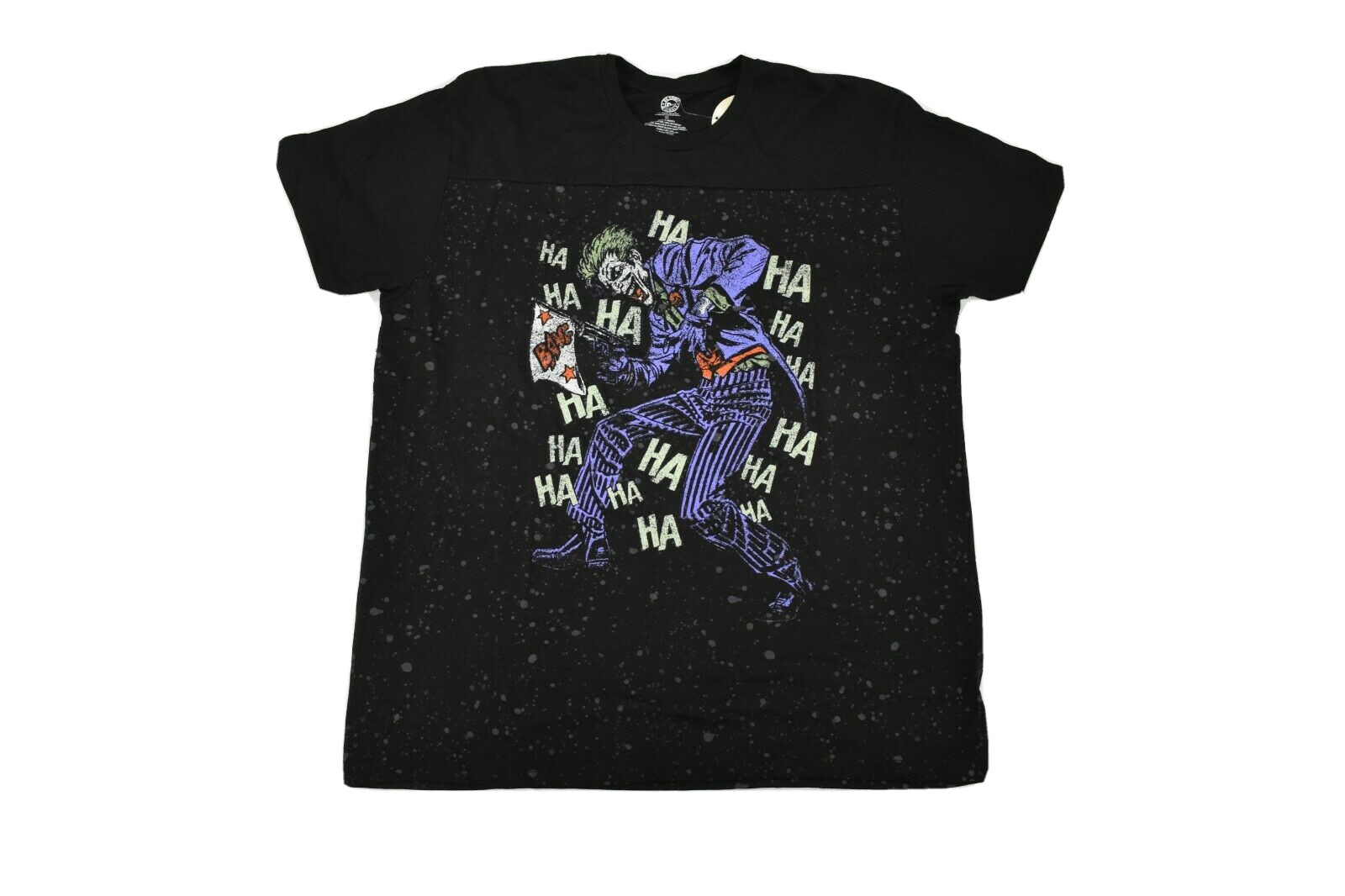 DC Comics Mens Joker Ha Ha Ha Bang Comic Supervillain Black Shirt NWT XL