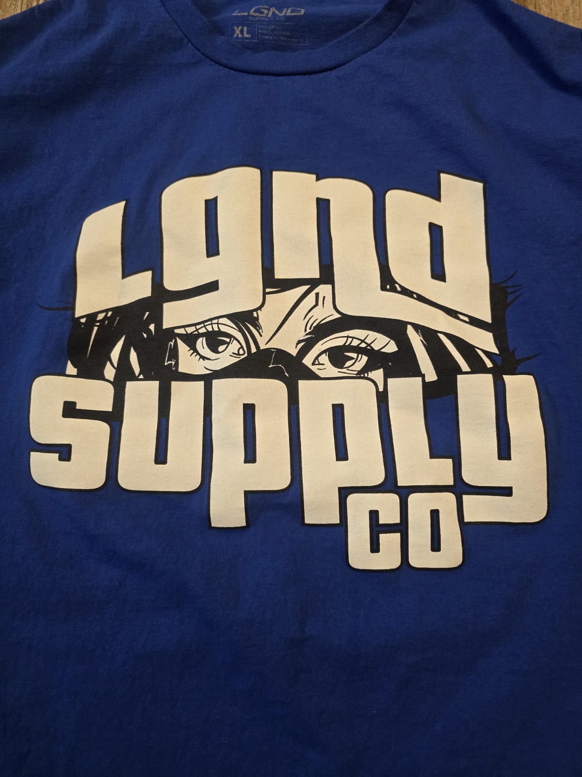 LGND Supply Co Men’s XL Blue Graphic T Shirt Streetwear Eyes 100% Cotton Tee