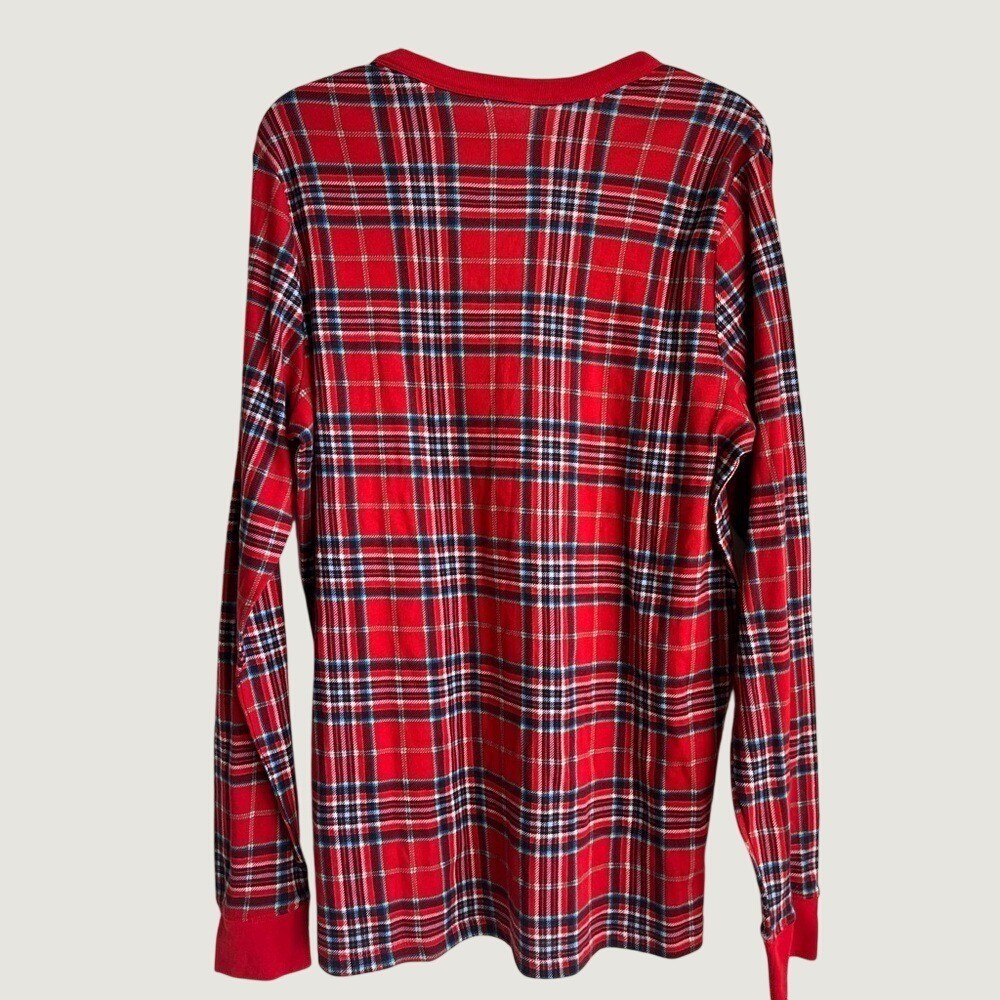 Wondershop Plaid Crewneck Pullover Sleepwear Shirt Mens Medium TALL Red Blue NWT