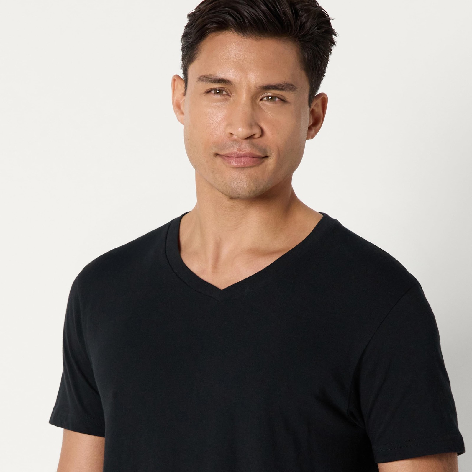 6Pack Mens Short Sleeves 100% Cotton V-Neck Undershirt,Medium Black/Grey Heather