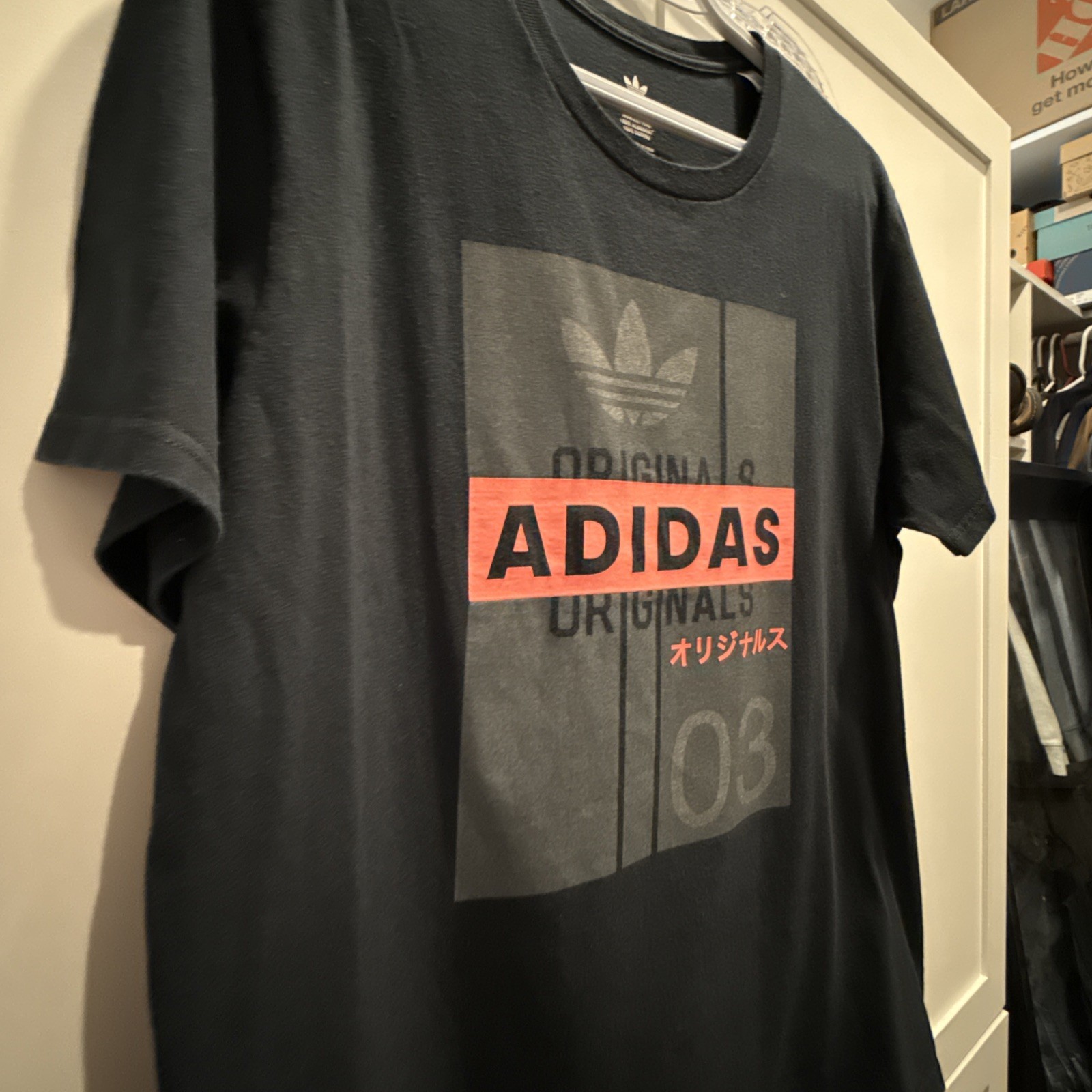 Mens ADIDAS Originals Black Logo Graphic Print Tee T Shirt Sz M