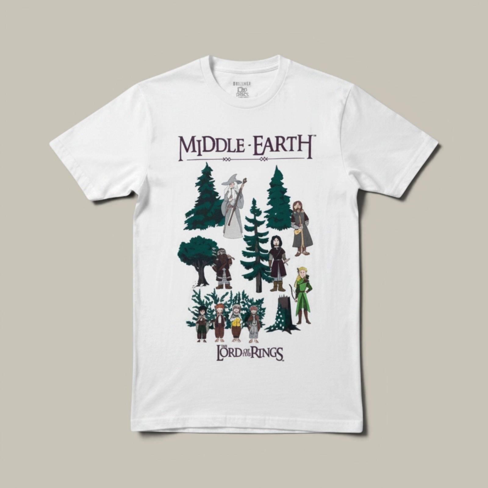 BoxLunch Lord of the Rings Middle-Earth Graphic Tee White XS Organic Cotton